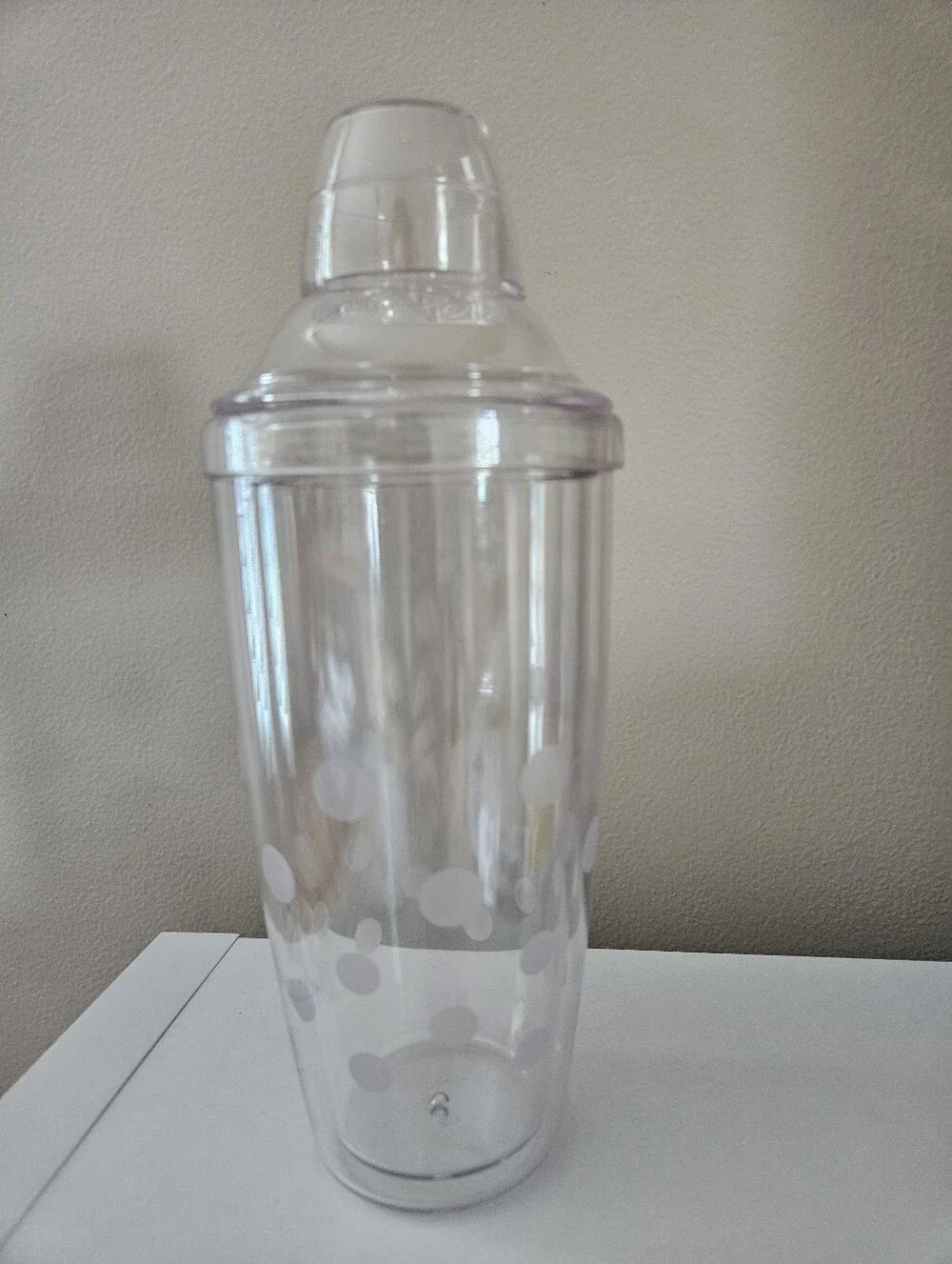 Pampered Chef Clear Polka Dot Drink Shaker Mixer with Lid